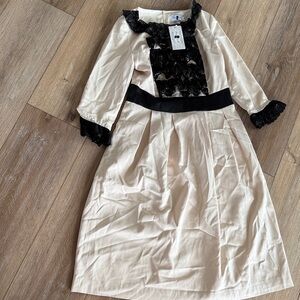 Dainty Jewells Cream Dress with Black Lace Trim